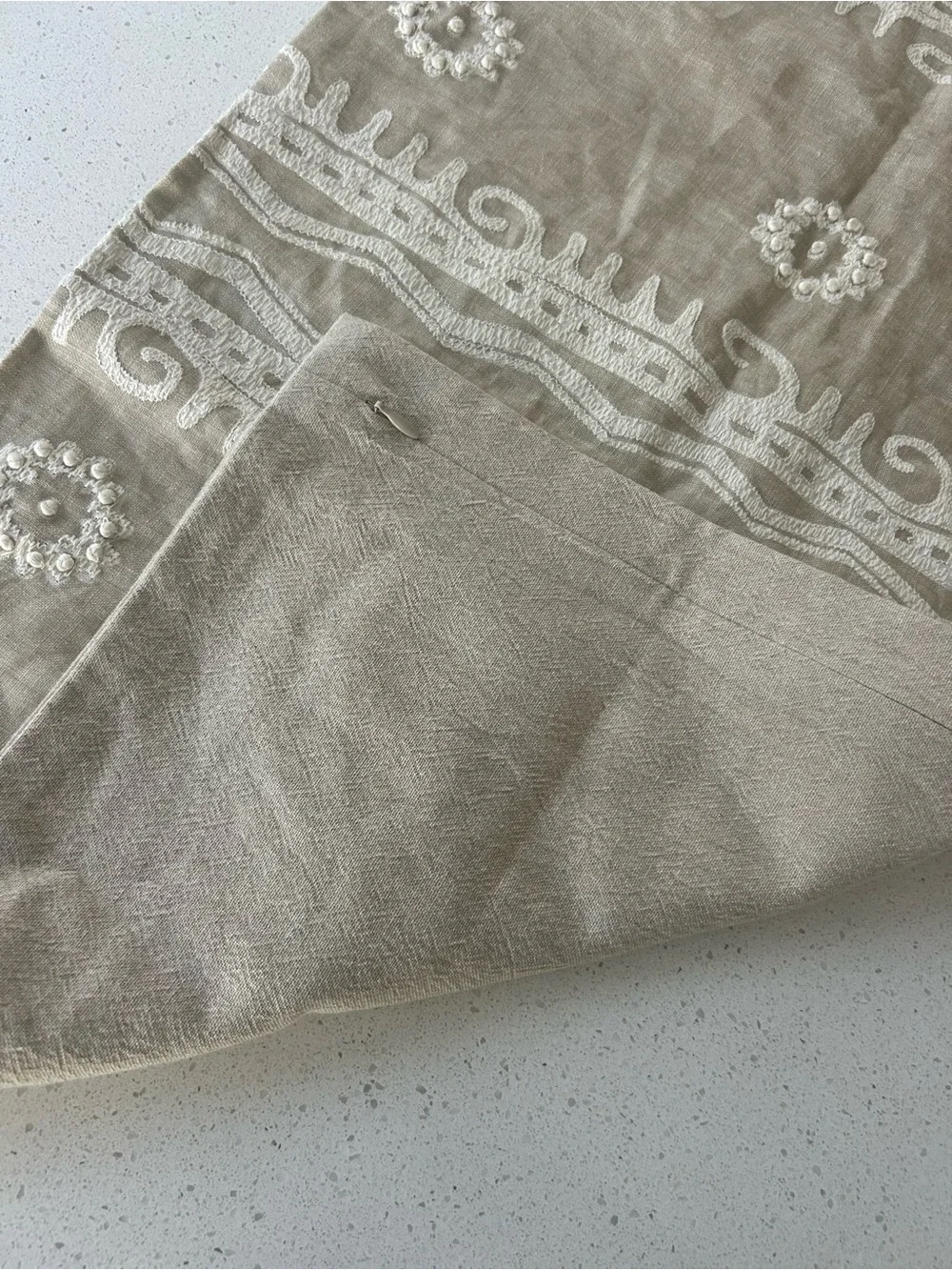 Pottery Barn Linen Embroidered Accent Pillow Sham Beige NWOT
